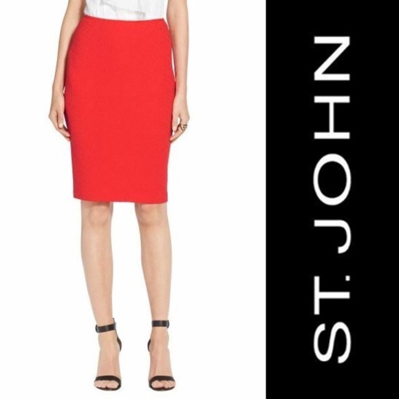 St. John🌙 Santana Knit Skirt Red - Picture 1 of 4